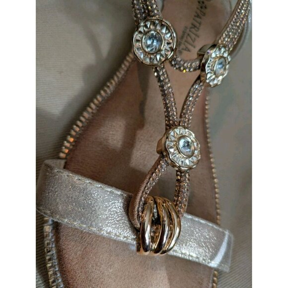Sz 9 Patrizia Spring Step Soft Gold Charmer Sandals T-Strap Crystal Strap Jewels - Picture 9 of 9